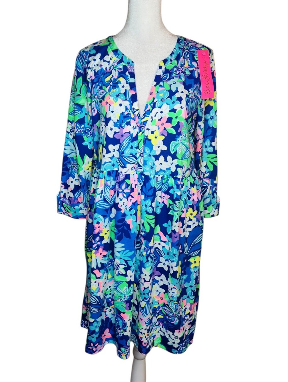 NEW Lilly Pulitzer Loran Dress in Borealis Blue Social Sunset Size Medium
